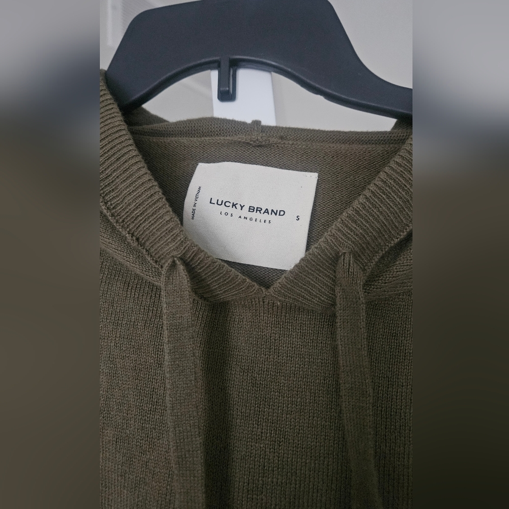 NWT Lucky Brand Khaki Hooded Sweater for Women Cloudsoft Sm - Picture 3 of 5